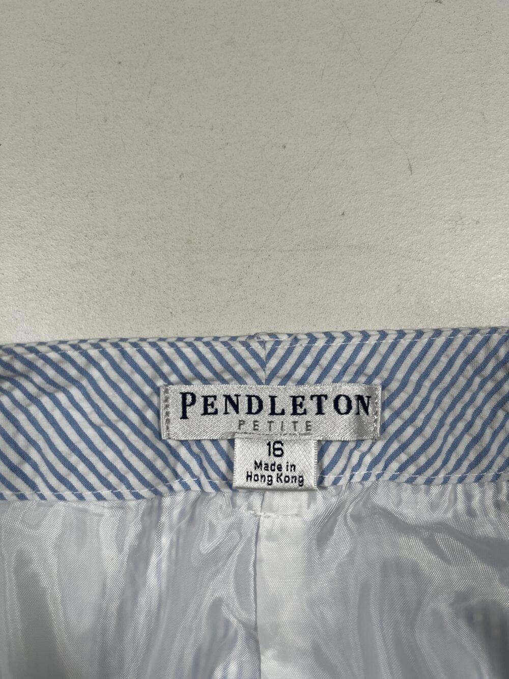 Vintage Pendleton Pants Womens 16 Petite Blue Stripe Lined Pleated Dress USA VTG - Picture 3 of 7